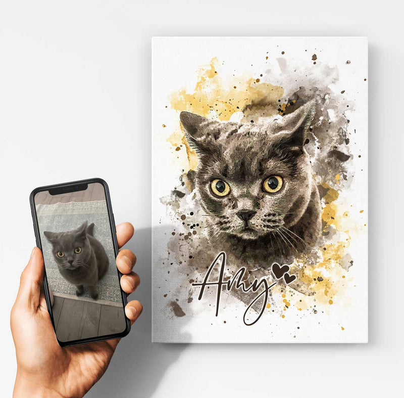 Your Cat as Watercolor Portrait